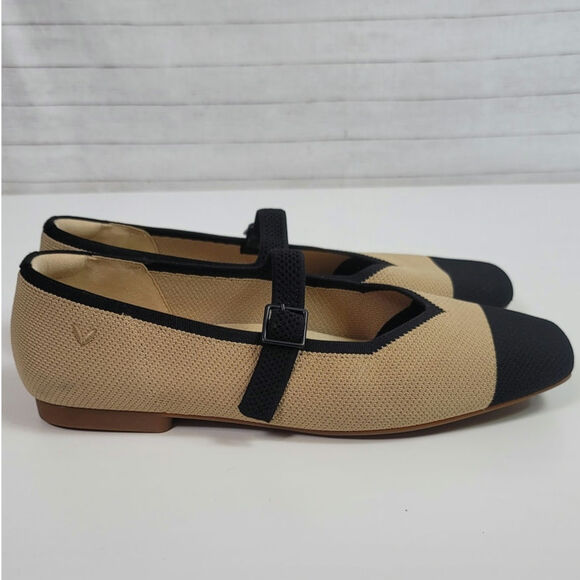 VIVAIA Square-Toe Mary-Jane (Margot Mary-Jane) in Nude Peach/Black, sz 41.5/10 - Picture 5 of 15